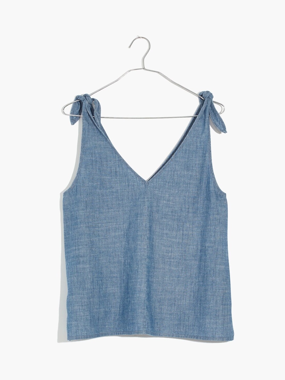Madewell: Light Denim Blue Tie-Shoulder Tank Top